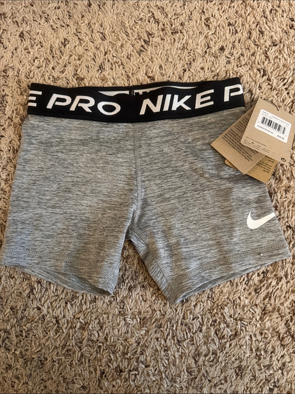 Nike Gray Athletic Compression Shorts with Black Branded Waistband